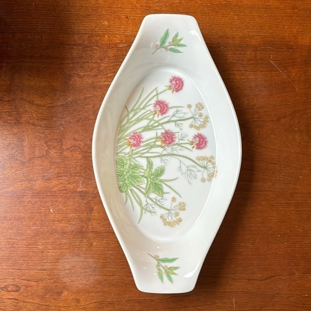 Shafford Herbs And Spices Porcelain Baking/Serving Au Gratin Dish Vintage 1980’s